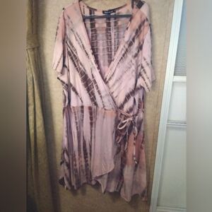 White Mark Wrap Style Top Tye Dye